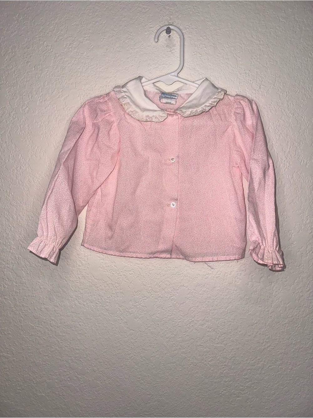 Vintage Baby Togs Girls Pink Ruffled Collar Blouse Classic Long Sleeve 24 Months